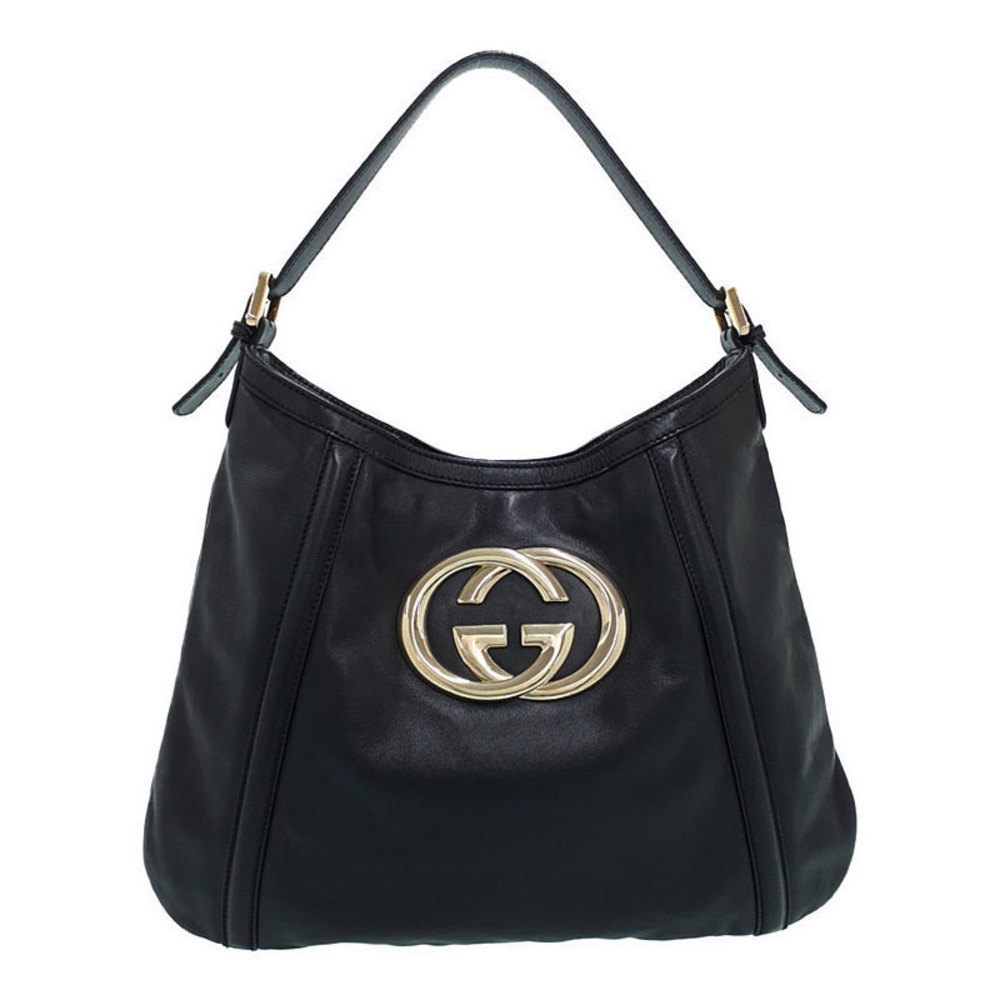 Gucci Webbing Line GG Logo Shoulder Bag Black